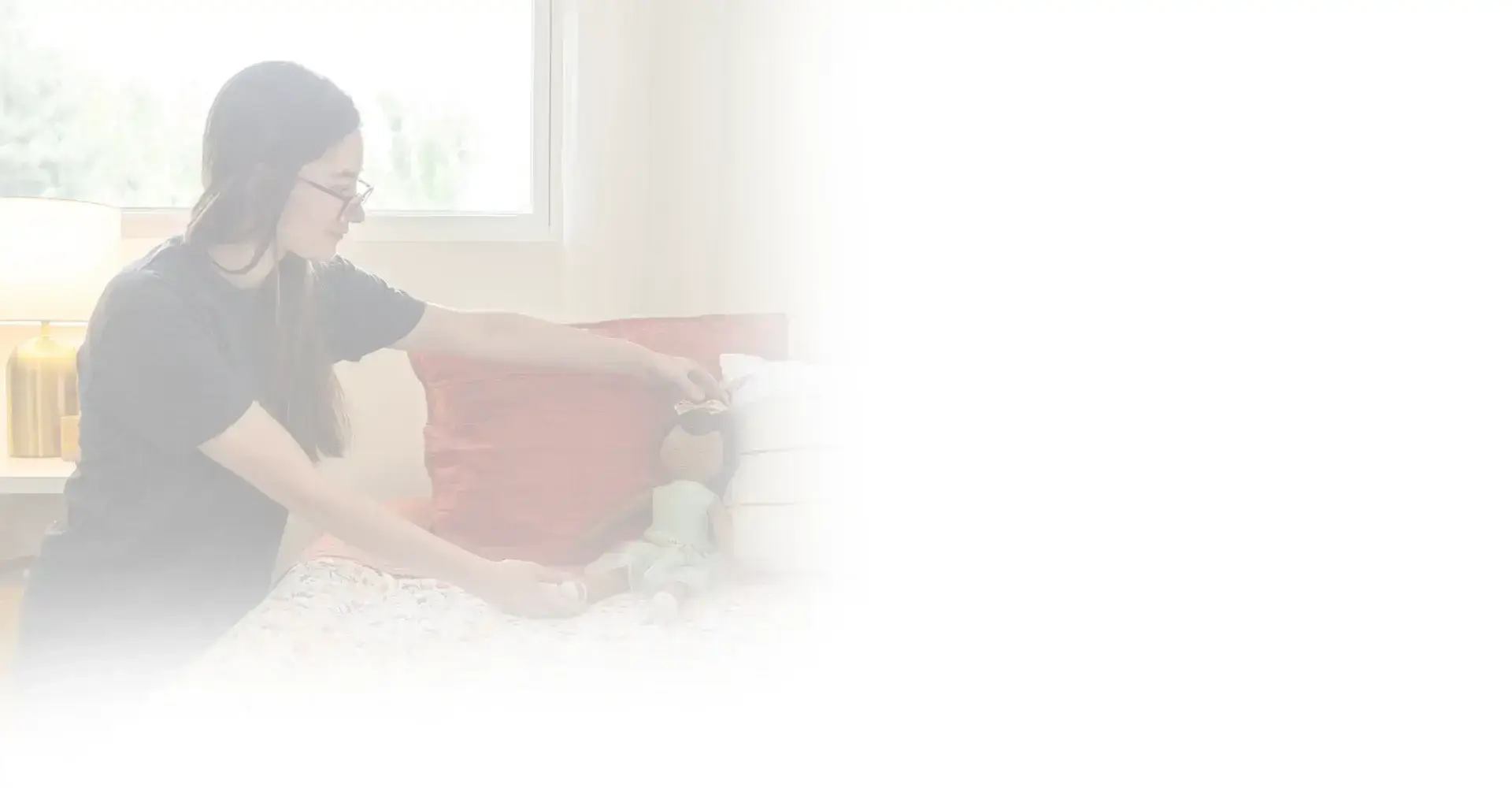 A dedicated cleaner ensuring every detail is perfect in a child's room during a professional cleaning service.